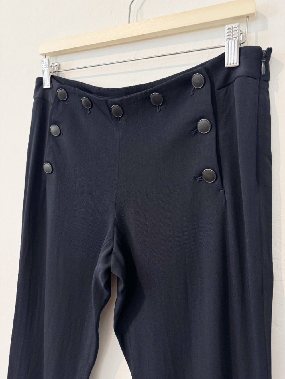Theory Mandarin Wool Silk Blend Sailor Trouser Pants Quiet Luxury Navy Blue 8 - Picture 2 of 10